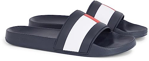 Tommy Hilfiger Claquettes Homme Caoutchouc Drapeau TH Pool Slide Sandales de Bain, Bleu (Desert Sky), 40