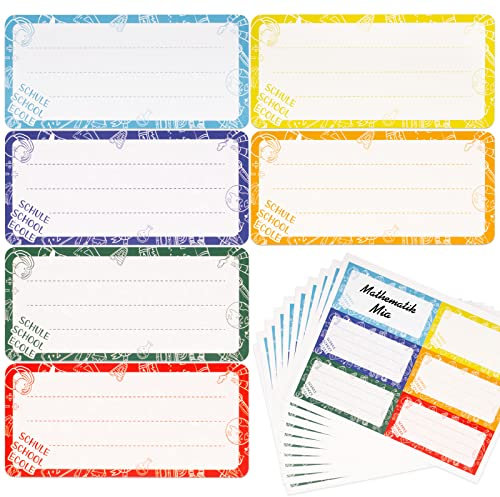 60 Stk Etiketten Selbstklebend zum Beschriften Namensaufkleber Schule Kinder Buchetiketten Klebeetiketten Aufkleber zum Schreiben Schuletiketten Einschulung für Schulkind Junge Mädchen (Schule)
