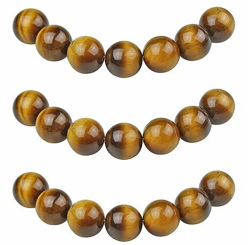MJDCB Perlen zum Auffädeln 8mm 45 stück Gelbe Tigerauge Halbedelsteine Perlen mit Loch Natürliche Lose Runde Steinperlen für Herstellung Schmuck Armbänder Halsketten