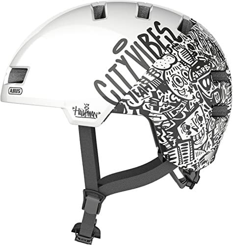 ABUS Stadthelm Skurb ACE - Stylischer Fahrradhelm im Alltag, beim Skaten, BMX-Fahren oder Longboarden - City Vibes, Größe S (52-56 cm), Schwarz/Weiß (City Vibes)
