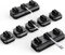 [5+2 Pack] Spring Cable Holder Clips - Wire Holder Organiser for Desk, Self Adhesive Cord Tidy Management for USB Charging Cable, Power Cords, Wall, PC, Office, Home, Other Cords - Black (8mm)