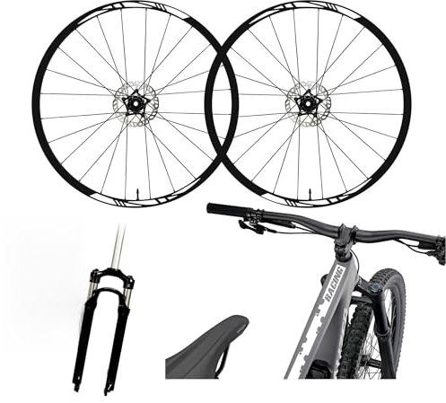 Komplett-Set Felgenaufkleber MTB 26 Zoll - 27,5 Zoll - 28-29 Zoll Gabel Aufkleber MTB Rahmen Aufkleber B0067 (28-29 Zoll, mattweiß)