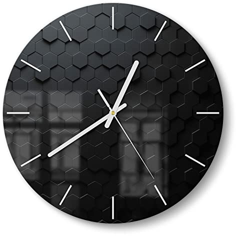 DEQORI Glasuhr | rund Ø 30 cm | Motiv Abstrakte 3D-Struktur | ausgefallene leise Design Uhr aus Glas | Wanduhr für Wohnzimmer & Küche | moderne Hingucker Uhr für die Wand
