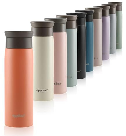 eppikan eppiToGo Edelstahl Thermobecher- Isolierbecher, Kaffee-to-go Becher, 350 ml, 500 ml Travel Mug, Autobecher, auslaufsicher mit hygienischer 360°-Trinköffnung (Terracotta, 500 ml)