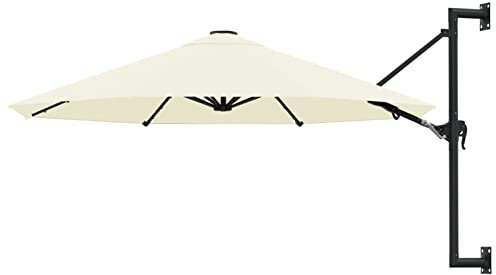 ZEYUAN Parasol mural avec mât métallique 300 cm Sable,Parasol de Jardin Exterieur,Protection,Parasol,