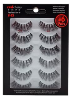 Red Cherry Eyelashes #43 - Professional Echthaar Wimpern - Multipack 6 Paar - Künstliche Wimpern, Vegan, Handgemacht, Wiederverwendbar