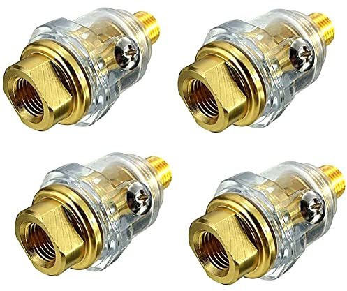 KLKNE Lot de 4 mini huileurs pneumatiques de rechange 0,6 cm NPT Huileur d'huile lubrifiante pour outil pneumatique à compression d'air – Jaune