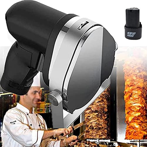 Portable Electric Carving Knives Kebab Meat Slicers, Shawarma Meat Cutter, 80W Turkish Kebab Slicer Gyro Cutter, 304 Stainless Steel, for Commercial Home Use,RedCorded (Blackcordless)