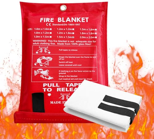 Manta Ignifuga,1.5 * 1.5m Manta Apagafuegos,Mantas Ignífugas,Manta De Fuego De Fibra De Vidrio para Cocina,Chimenea,Barbacoa,Camping,Autocaravanas
