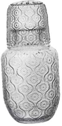 Fenteer Jarra de Cristal con Mesita de Noche, Juego de Tazas, Jarra Y Vaso, Patrón Tallado Transparente para Decoración de Bodas, Multifuncional Y Elegante
