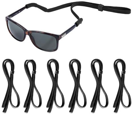 DHSBGWSX 6 Stück Schwarze Brillenschnur, Nylon-Brillenschnur, Verstellbare Brillenschnur, Sportbrillenschnur, Rutschfeste Brillenschnur, Geeignet Für Brillen, Sonnenbrillen, Lesebrillen