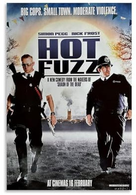 NLiangJi Klassisches Vintage-Filmposter, Motiv: Hot Fuzz, dekoratives Gemälde, Leinwand, Wandposter und Kunstdruck, moderne Familienschlafzimmer-Dekoration, Poster, 30 x 45 cm