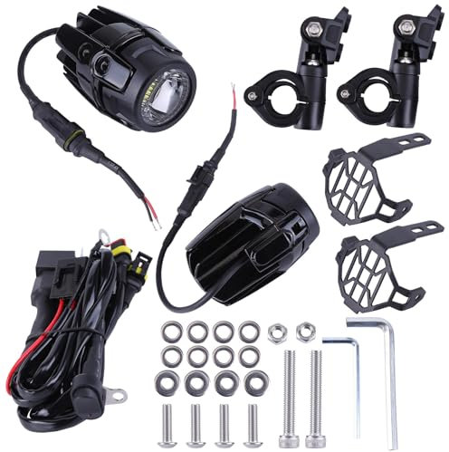 BYNYXI 2xLED Zusatzscheinwerfer Nebelleuchte E9-Geprüft + Kabelbaum für R1200GS F850GS 2004-2016 Motorradscheinwerfer mit Schutzhülle Nebelscheinwerfer F700 800 1600 GTL GS