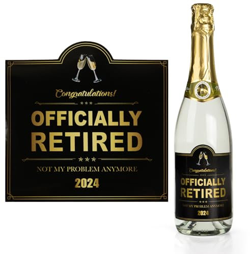 2 Pcs Retired Wine Label 2025 Retirement Gifts Champagne Sticker for Men Woman Gifts Father's Day Unusual Gifts Officially Retired Supplies