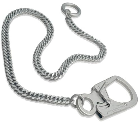 Ahiller Schlüsselkette,Double Lock Wallet Sicherheitskette,Lange Hosenkette für Herren,Heavy Duty Biker Geldbörsenkette(Silbrig-JRL-YK)