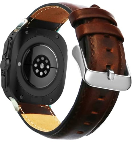 OTOPO for Samsung Galaxy Watch Ultra Bands 47mm Men Women, No Gaps Quick Release Genuine Leather Replacement strap with Stainless Steel Buckle for Galaxy Watch 7 Ultra Smartwatch 2Pack