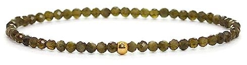 Echtes Goldobsidian Edelstein Armband mit facettierten 3mm Perlen - verschiedene Längen - Heilstein Schutzstein Edelsteinarmband Glücksbringer Talisman Geschenk (Goldobs., 18CM)