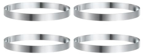 sourcing map 4Pcs Round Cake Ring 7.48 x 1 Inch Seamless Stainless Steel Pastry Mousse Dessert Ring Mirror Coating for Baking Cooking English Muffins Crumpet Making Tool