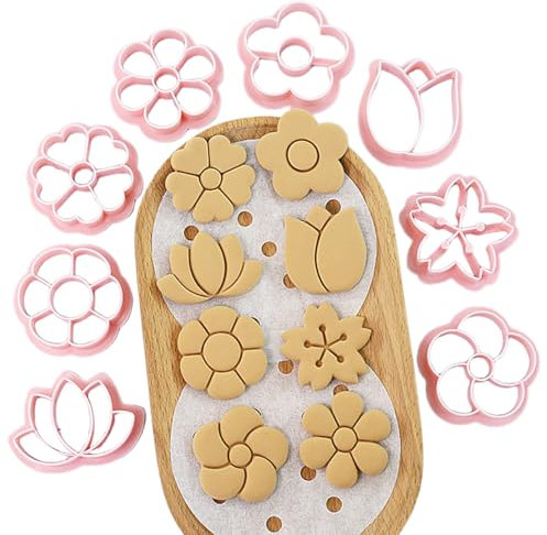 DeryArcle 8 Emporte-pièces pour biscuits pour la maison, Fleur Patisserie Decoupoir Cookie, 3D Moule Biscuit Fleurs de Biscuit Cookie, kit de pâtisserie, pour Fête