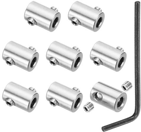 PATIKIL 7mm Hole Wire Rope Clips Set, 8 Set 304 Stainless Steel Double Holes Lock Cable Clamps Clip with M6 Hexagon Screws Spanner for Cable Fitting, Silver 12x16mm