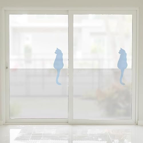 Fensterfolie Graue Blaue Katze Milchglasfolie ohne Klebstoff Fensterfolie Blickdicht Folie Fenster Sichtschutz Anti UV Klebefolie Fenster Büro Sichtschutzfolie Fenster 1Pcs (60x116 cm)