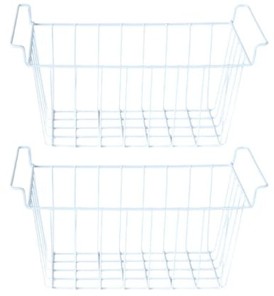 F Fityle Lot de 2 paniers de Rangement pour congélateur, Grand Panier de Rangement pour réfrigérateur, Panier de Rangement en Fil de Fer pour dortoir, Magasin, 42.5 Cm X 24.5 Cm X