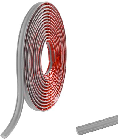 2.5M PVC Joint d'Étanchéité Autocollant Bordure de Finition Plan de Travail Cuisine Angle Mur, Joint Mur Intérieur Profil Finition Bande Finition Calfeutrage Moulure Plinthe,12mmx6mm Gris Mat