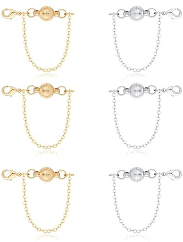 8 Stück Magnetverschluss Armband,Magnetverschluss Kette für Armbänder mit Karabinerverschluss und Sicherheitskette,Verlustsichere Magnetverschlüsse für Halsketten (Gold,Silber)