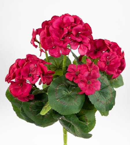 Seidenblumen Roß Geranie 32cm -ohne Topf- LM Kunstpflanzen Kunstblumen künstliche Blumen Pflanzen Pelargonium … (Fuchsia-Pink - 32cm)