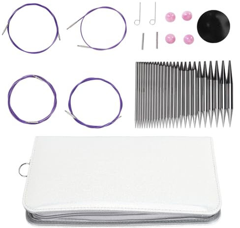 Circular Knitting Needles Set Interchangeable Ergonomic Round with Cables 13 Pairs 3‑10mm 40‑100cm