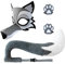DAWCBVJQ Costume animal en peluche, ensemble de costumes de loup gris | Tenues de cosplay drôles | Accessoires de cosplay de simulation, tenues non glissantes