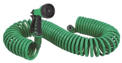 1 tubo a spirale con 7 modalità di spruzzatura dell'acqua, 7,5 m EVA retrattile verde bobina tubo tubo tubo per irrigazione giardino giardino, irrigazione fattoria, lavaggio della casa auto