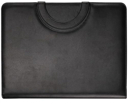 jojofuny Business Padfolio mit Reißverschluss Multifunktionaler Dokumentenordner aus Schwarzem Kunstleder für Geschäftsreisende Notizblock für Büro und Präsentationen