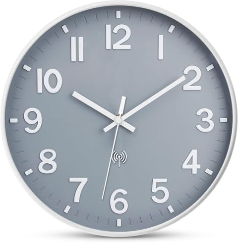 Ziprote Wall Clock Radio-Controlled Silent Radio-Controlled Wall Clock 30 cm Large | Kitchen Clock Radio Controlled Clock Without Ticking Noises Wall Clocks Silent Modern for Kitchen Bedroom Office