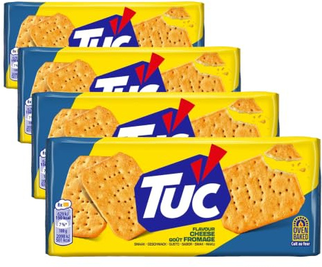 TUC Sabor Queso Galletas Saladas Crujientes, 100g, 100 gramo, 1 (Paquete de 4)
