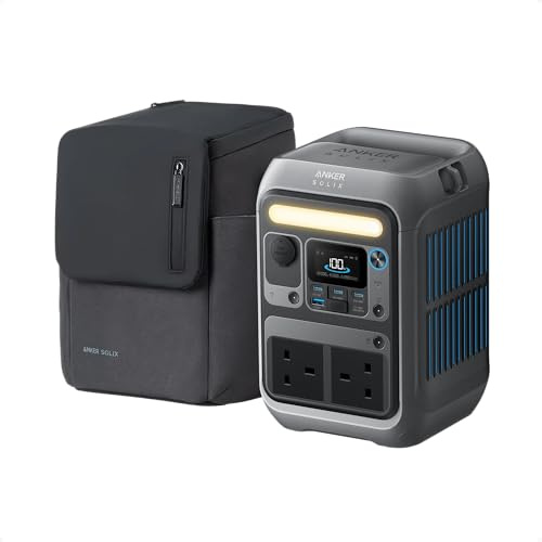Station électrique portable Anker SOLIX C300 + housse de protection, batterie LiFePO4 288 Wh multiport, générateur solaire 300 W, camping, extérieur, voyages et urgences (panneau solaire en option)