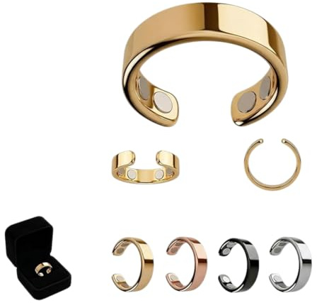 Kuisoe Neovolta VitalRing zum Abnehmen - Akkupressurring Damen, verbessert Schlaf, reguliert das hormonelle Gleichgewicht | natürlicher Begleiter in den Wechseljahren (Gold)