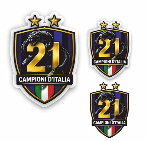 AMA SHOP Konturierter Aufkleber 21 Zweiter Stern Champions d'Italia 2026 Modell 5 Wappen für Auto Motorrad Wohnmobil geeignet für Inter Fans mit 2 Aufklebern à 10 cm gratis