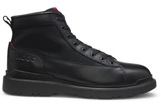 HUGO Herren Nash halb Boots aus Leder mit strukturierten Einsätzen Schwarz001 41 Größe 41