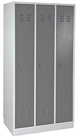 ADB Spind Garderobenschrank Umkleideschrank Kleiderspind Schließfachschrank 3-türig 1775x890x500 mm Metall Spint Schrank Zubehör, Hergestellt in der EU