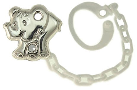 Andijor Joyeros Pinza chupete de plata bilaminada con la forma de un elefante