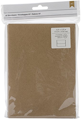 American Crafts A7 Briefumschläge (5.25 x 7.25-inch) 25/pkg-Kraft, andere, mehrfarbig