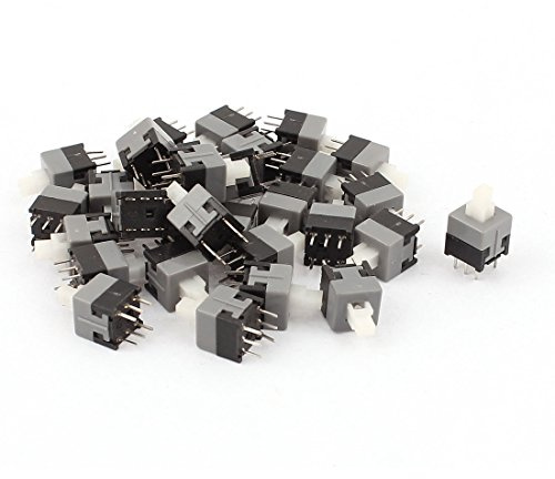 Sourcingmap 30 Pcs 6 Pin DPDT Latching Tact Tactile Micro Mini Push Button Switch