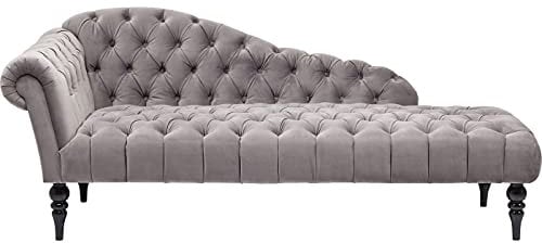Kare Design Chaiselongue Desire, silbergrau, Récamiere, samt, Arm- und Rückenlehne, gepolstert, pflegeleicht, 82x200x85cm (H/B/T)