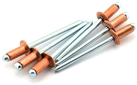 HJ Garden 25 Stück 4 x 8 mm Kupfer Blindnieten Runde Kuppelkopf Offenes Ende Dekorieren Nägel Pop-Nieten