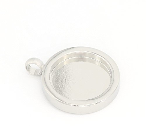 NaturSchatulle Anhänger Cabochon Silber Rohlinge I 5 Stück I 15mm Medaillon Fassung Rund Edelstahl DIY Schmuck Halskette Basteln Schmuckherstellung