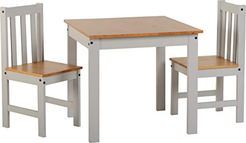 Seconique Ludlow Dining Set with 2 Dining Chairs in Grey/Oak Effect