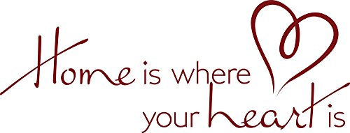 GRAZDesign Wandtattoo Wohnzimmer Sprüche Home is where your heart is, Wandaufkleber Familie - 79x30cm / 030 dunkelrot