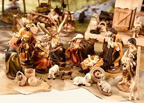 ÖLBAUM XXL Krippenfiguren 15-16 cm KFX-MDS mit Deko, 21-teilig, große Ausführu