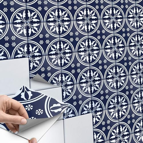 creatisto Fliesenaufkleber Fliesenfolie Mosaikfliesen - Hochwertige Aufkleber Sticker für Fliesen I Stickerfliesen - Mosaikfliesen für Küche, Bad, WC Bordüre (15x15 cm I 54 -Teilig)